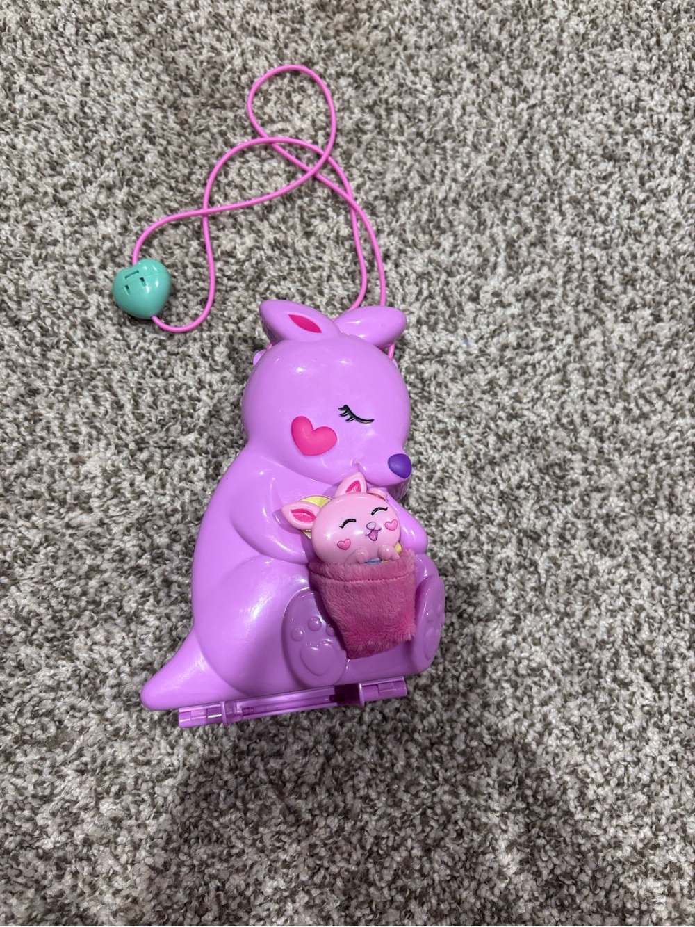 Polly Pocket-Purple Kangaroo Toy with Pink Baby Pouch - Kids Dolls & Accessories